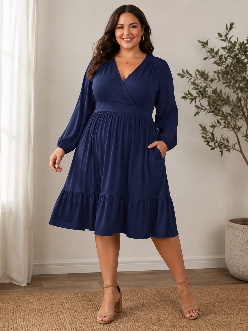 NWT 1XL Torrid Deep Blue V-Neck Dress- AS IS